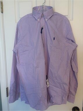 Ralph Lauren Pink and Navy Windowpane Button-Down Shirt